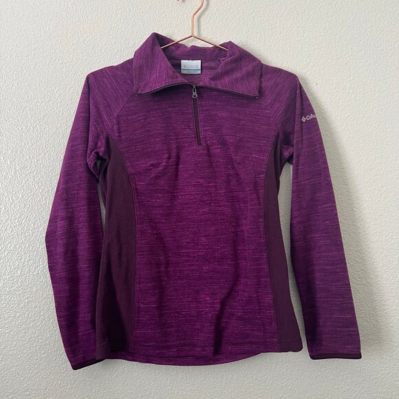 Columbia Half Zip Fleece Pullover Top Purple Space Dye long sleeve 0455991 - Picture 1 of 4